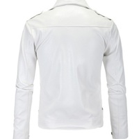Handmade White Leather Biker Jackets, Real Leather Buckle Closure Jackets For Mens - Thumbnail 1