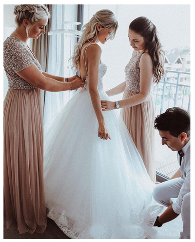 Sexy Wedding Dress Boho Long Backless White Beach Wedding Dress Appliques Lace Sexy Princess Bride Dress