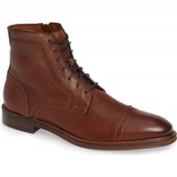 Handmade Mens Oxfords Lace up dress boots, Mens style brown cap toe ankle boots - Thumbnail 4