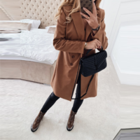 Autumn and Winter Long Woolen Coat - Thumbnail 1