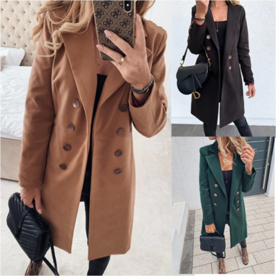 Autumn and winter long woolen coat