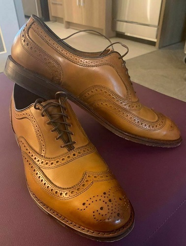 Handmade Men's Wingtip Brogue Dress Shoes, Men Tan Leather Formal Shoes