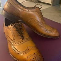 Handmade Men's Wingtip Brogue Dress Shoes, Men Tan Leather Formal Shoes - Thumbnail 4