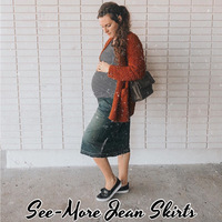 MATERNITY MID LENGTH DENIM SKIRT - Thumbnail 1