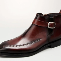 Handmade Mens Brown side zipper Rock style ankle boots, Men leather dress boots - Thumbnail 2