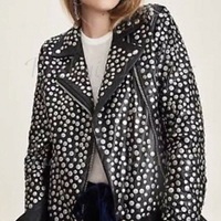 Handmade Women Black Leather Studded Biker Jacket, Womens Rock Punk Jacket - Thumbnail 4