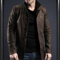 Mens brown leather jacket, Men's coat, real leather coat - Thumbnail 4