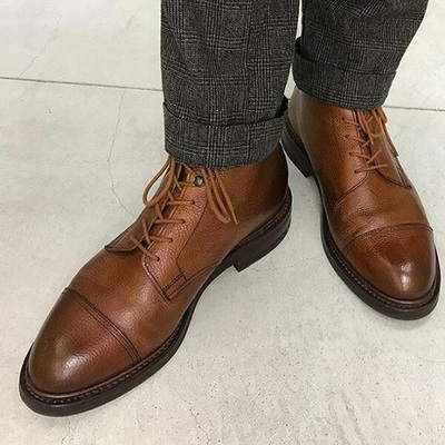 Handmade Men Brown Cap toe dress boots, Men brown leather ankle boots