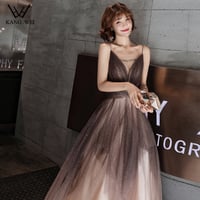Stylish v neck tulle prom gown formal dress - Thumbnail 1