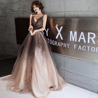 Stylish v neck tulle prom gown formal dress - Thumbnail 2