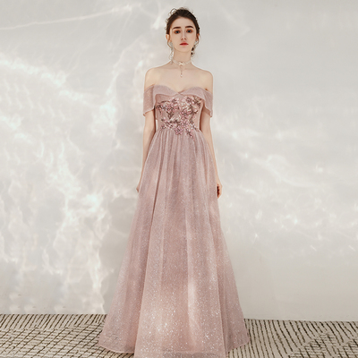 Shiny sequins prom dress pink evening dress - Thumbnail 4