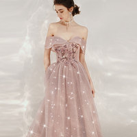 Shiny sequins prom dress pink evening dress - Thumbnail 1