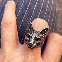 Punk Big Cat Head Ring - Thumbnail 2
