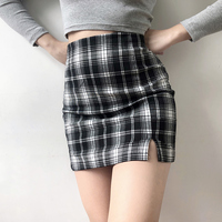 Harajuku Retro High Waist Purple Plaid Skirt - Thumbnail 2