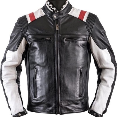 Handmade mens two tone biker jacket, men black brando motorcycle jacket - Thumbnail 5