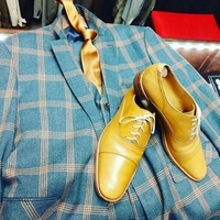 Handmade Men Designer Brogue Formal Shoes Men Fashion Tan Oxford Dress shoes - Thumbnail 4