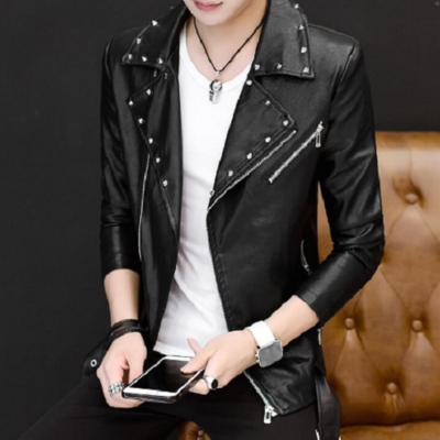 Handmade mens black studded jacket, black biker jacket for mens, mens leather jacket