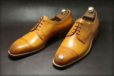 Handmade Mens Dress Oxfords Shoes, Mens Tan Leather Formal Shoes, Shoes for Mens