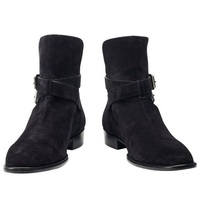 Handmade Men Black Suede leather Jodhpurs Ankle boots, Men casual Style boots - Thumbnail 1