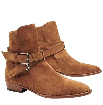 Handmade Men Brown Suede leather Jodhpurs Ankle boots, Men casual Style boots