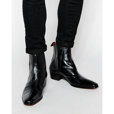 Handmade men black leather chelsea boots, men black leather ankle boots