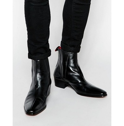 Handmade Men Black Leather Chelsea Boots, Men Black Leather Ankle Boots