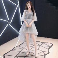 Cute high low prom dress gray homecoming dress - Thumbnail 1