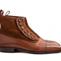 Handmade Brown Button Top Leather Suede Boot For Men's - Thumbnail 2