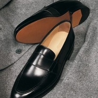 Handmade Men Black Leather Loafer Shoes moccasins, Men black leather formal Shoes, Men dress shoes - Thumbnail 1