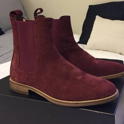 Men burgundy color suede chelsea boots men classic suede casual ankle boots