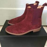 Men Burgundy Color Suede Chelsea Boots Men Classic Suede Casual Ankle Boots - Thumbnail 2