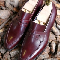 Handmade Men Burgundy color leather shoes moccasins, Men burgundy formal shoes - Thumbnail 4