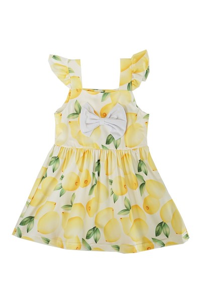 Lemon Print Bow Dress-TDE