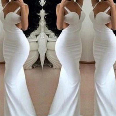 Sexy a line long trumpet/mermaid straps chiffon prom dresses - Thumbnail 5