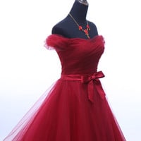 Simple tulle long prom dress evening dress - Thumbnail 1