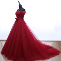 Simple tulle long prom dress evening dress - Thumbnail 2