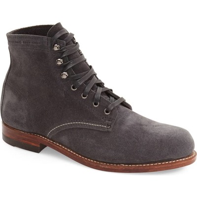 Handmade men gray suede ankle boots, men casual boots, men lace up boots
