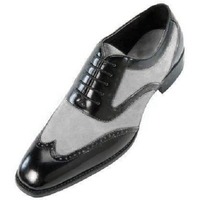 Handmade Men Black And Gray Wingtip Brogue Formal Shoes Tuxedo Dress Shoes - Thumbnail 4