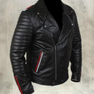 New mens genuine motorcycle hot bomber leather jacket biker fit slim coat, men leather jackets