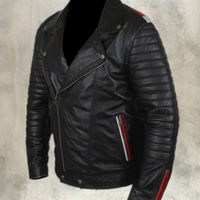 NEW Mens Genuine Motorcycle Hot Bomber Leather Jacket Biker Fit Slim Coat, Men leather jackets - Thumbnail 1