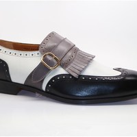 Handmade Men triple tone designer fashion formal shoes, Men party shoes, Men leather shoes, Men shoes - Thumbnail 1