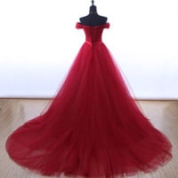 Simple tulle long prom dress evening dress - Thumbnail 4
