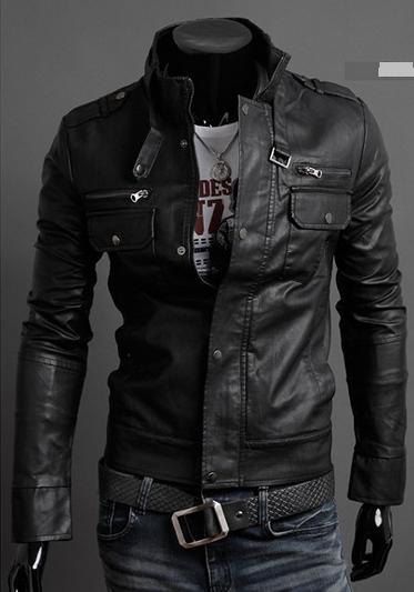 MEN STAND COLLAR LEATHER JACKET, MENS BLACK JACKET, MEN'S BIKER LEATHER JACKET