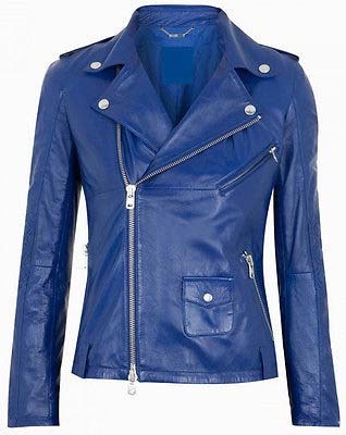 WOMEN BIKER LEATHER JACKET,WOMEN'S LEATHER JACKET,BLUE COLOR JACKET