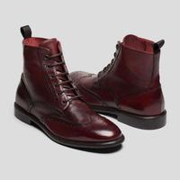 Handmade Men Burgundy Color Lace Up Boots, Men Ankle Leather Boots, Men Boots - Thumbnail 1