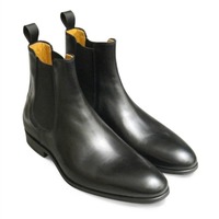 Handmade Men Black Leather Chelsea Boots, Men Ankle Boots, Men Chelsea Boot - Thumbnail 1