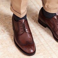 Handmade Men Wingtip Brown Leather Formal Shoes Men Brogue Dress Shoes Men shoes - Thumbnail 4