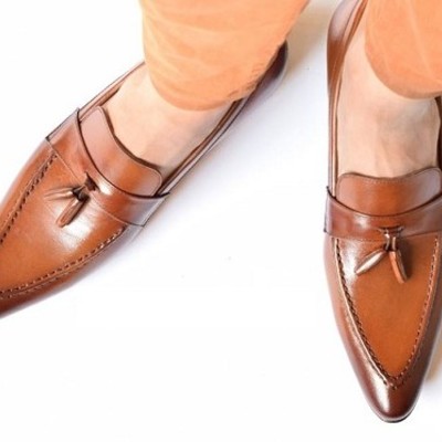 Men tan color leather tassels moccasins shoes men formal shoes men shoes