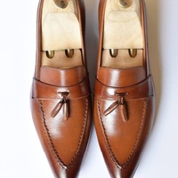Men Tan Color Leather Tassels Moccasins Shoes Men Formal Shoes Men Shoes - Thumbnail 3