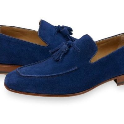 Mens blue suede tassels shoes moccasins, men casual suede leather shoes